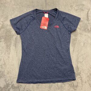 The North Face Relaxion Amp V-Neck Tee Blue Heather Women Size Medium NWT
